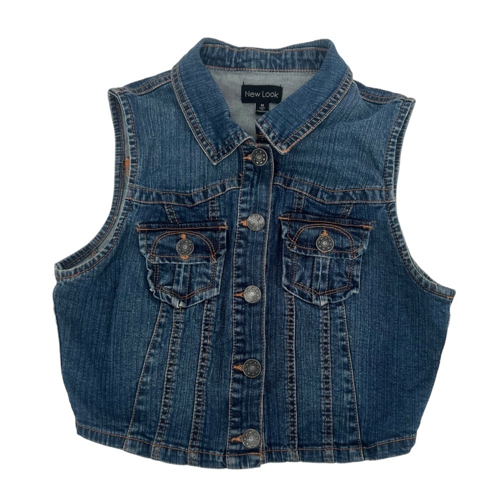 New Look Sleeveless Denim Jean Vest Size Med Women's